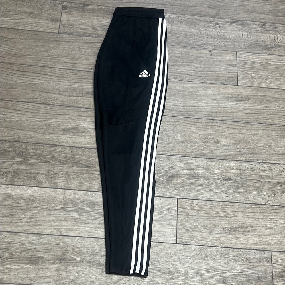 Adidas Kids Black Joggers with White Stripes